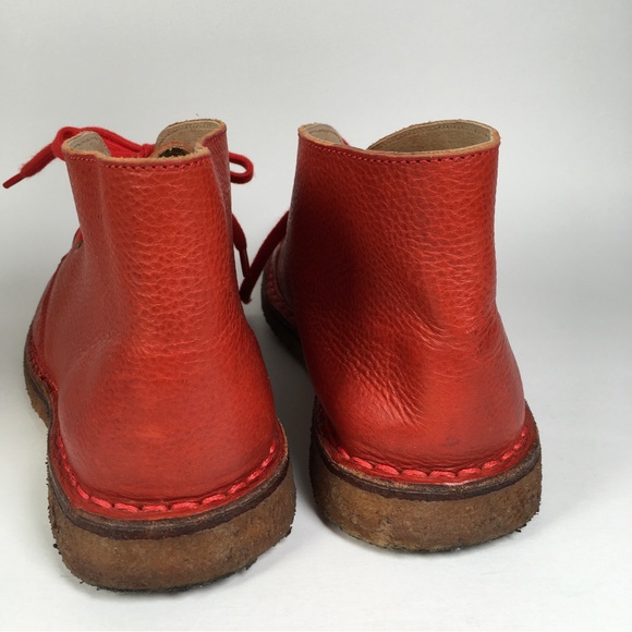 Kalimala Italian Hand Made Red Leather Ankle Boots Size 40 - Picture 4 of 10